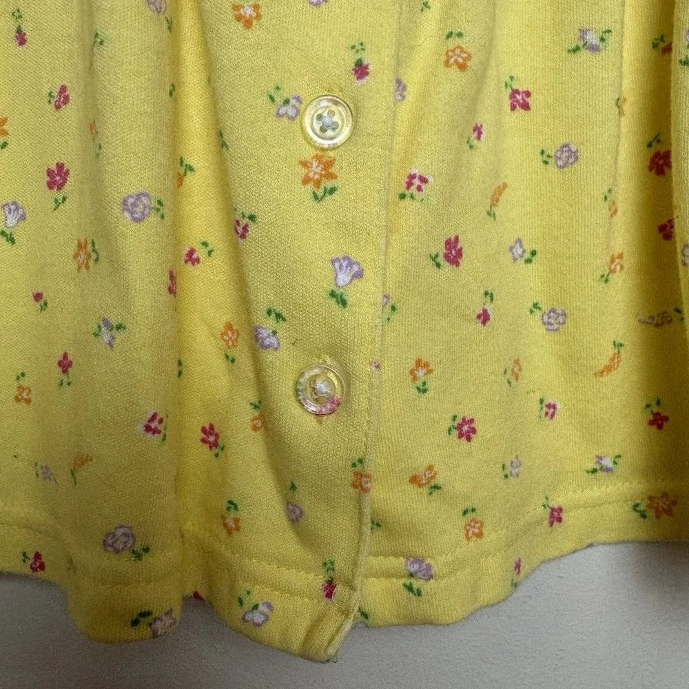 Vintage Y2K Old Navy Short Sleeve Yellow Floral Summer Spring Sun Dress 3-6 M